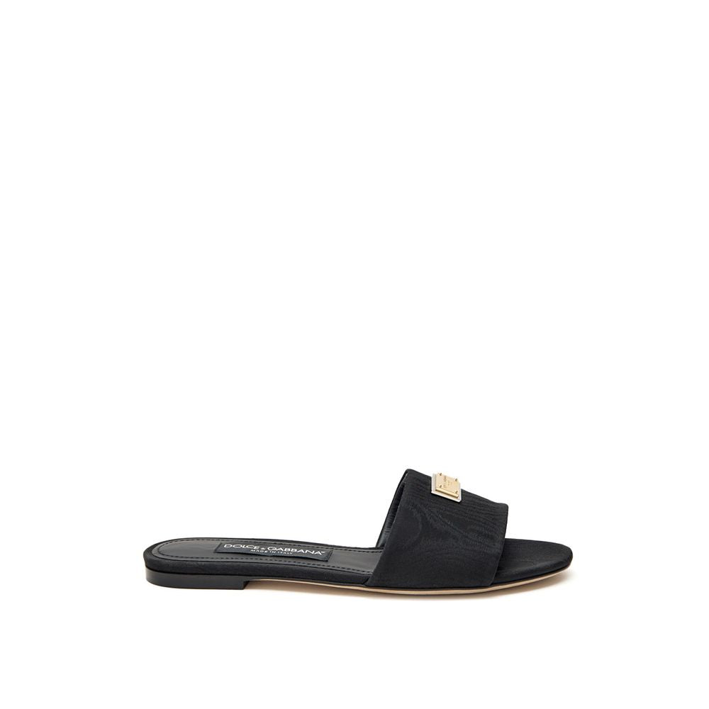 Dolce & Gabbana Schwarze Polyester-Slipper