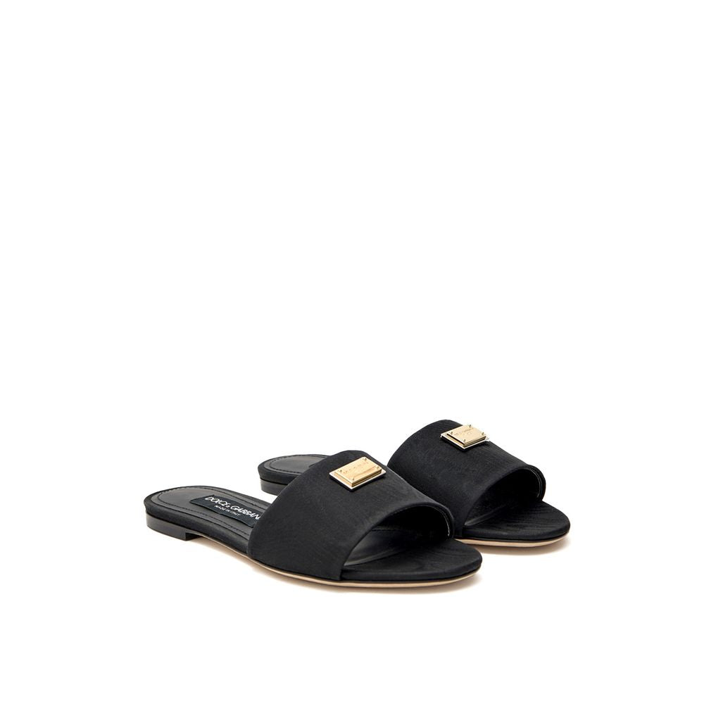 Dolce & Gabbana Schwarze Polyester-Slipper