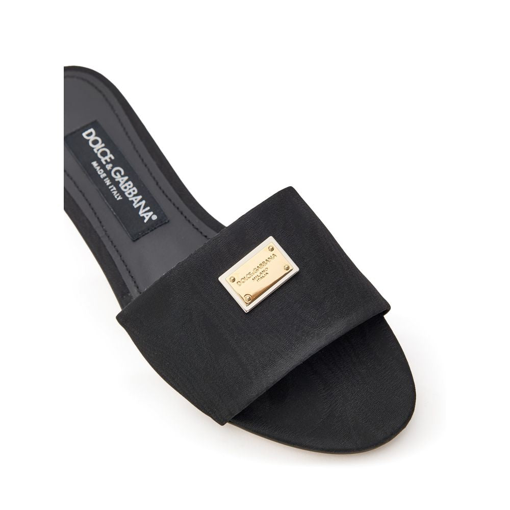 Dolce & Gabbana Schwarze Polyester-Slipper