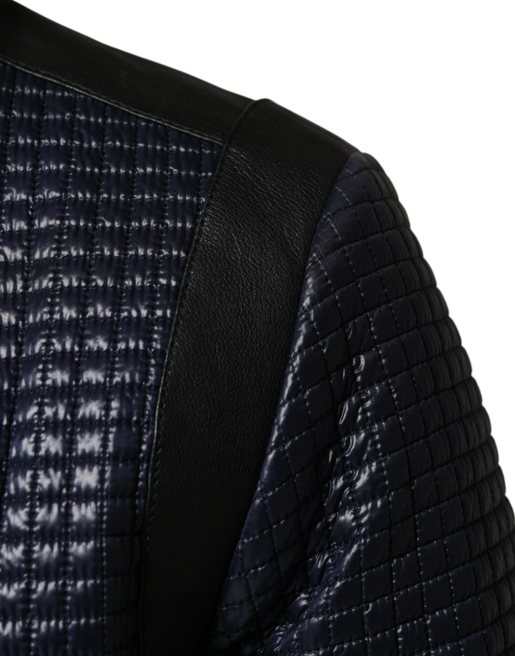 Dolce & Gabbana Blaue Nylon Bomberjacke mit durchgehendem Reißverschluss für Herren