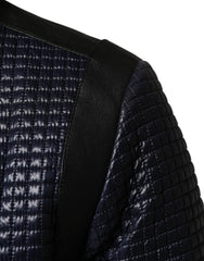 Dolce & Gabbana Blaue Nylon Bomberjacke mit durchgehendem Reißverschluss für Herren