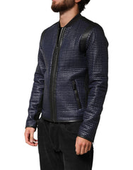 Dolce & Gabbana Blaue Nylon Bomberjacke mit durchgehendem Reißverschluss für Herren