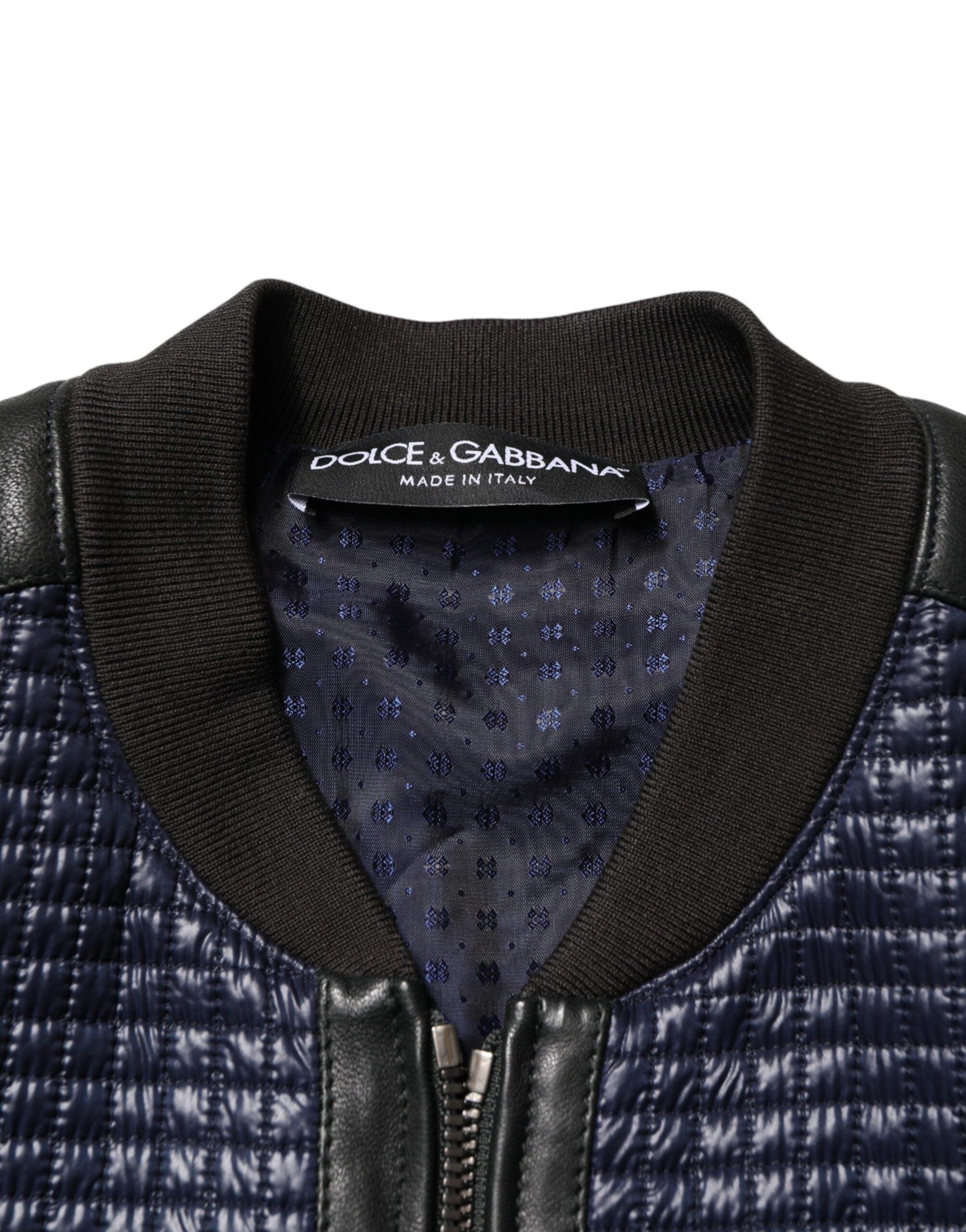 Dolce & Gabbana Blaue Nylon Bomberjacke mit durchgehendem Reißverschluss für Herren