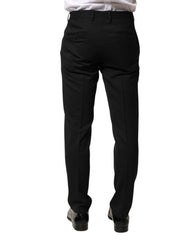 Dolce & Gabbana Schwarze Herren-Anzughose aus Wolle mit mittlerer Bundhöhe