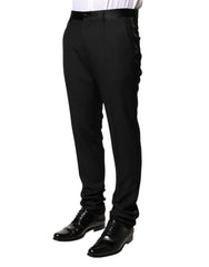 Dolce & Gabbana Schwarze Herren-Anzughose aus Wolle mit mittlerer Bundhöhe