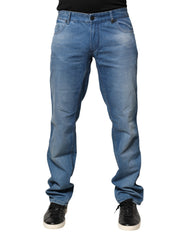 Verri Blue Washed Cotton Skinny Fit Men Denim Trouser Jeans