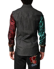 Dolce & Gabbana Multicolor Tijger Luipaard Print Zijde Herenoverhemd