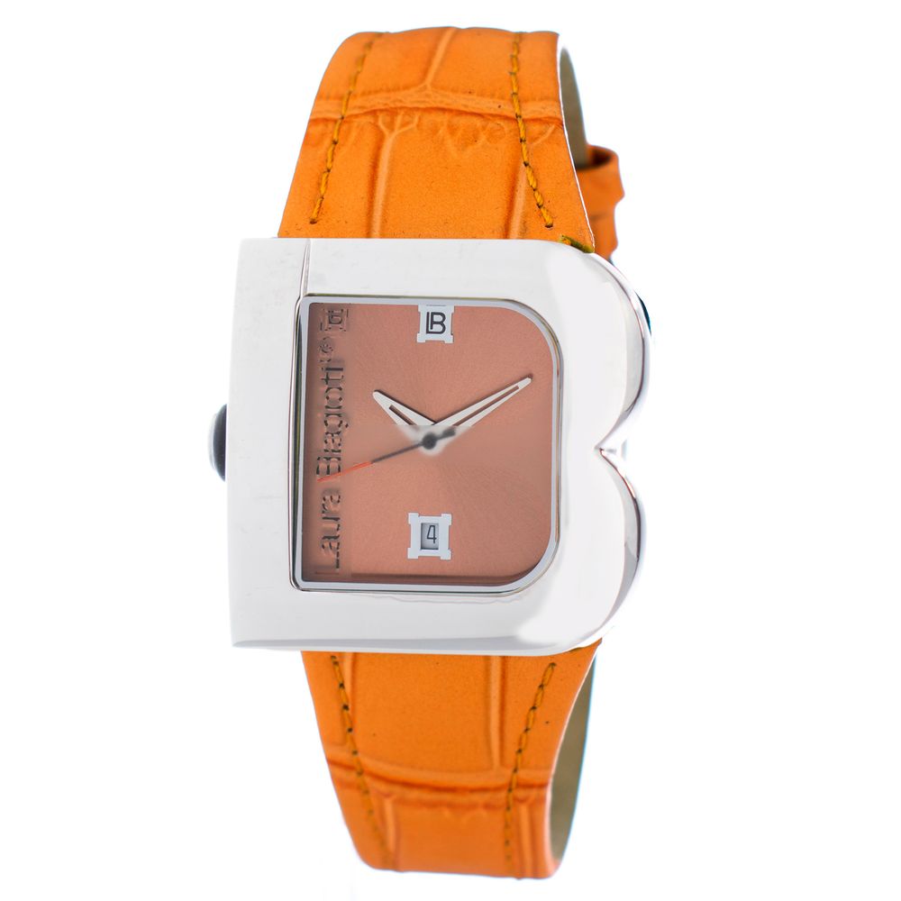 Laura Biagiotti Armbanduhr mit orangefarbenem Lederarmband