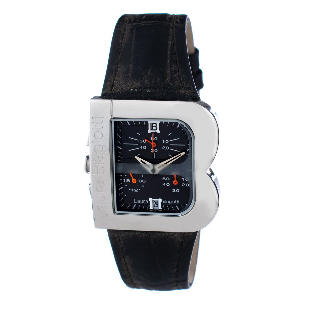Laura Biagiotti Schwarze Lederarmbanduhr