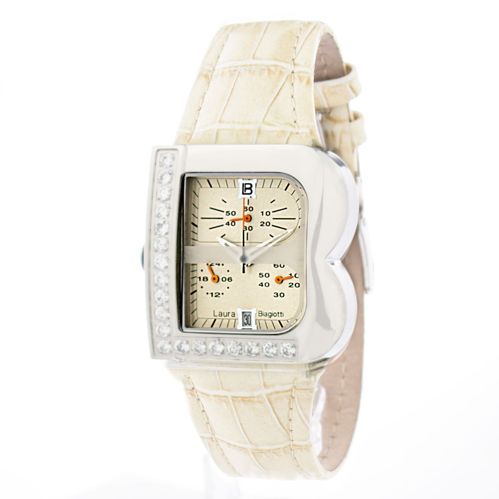 Laura Biagiotti Beige Lederarmbanduhr
