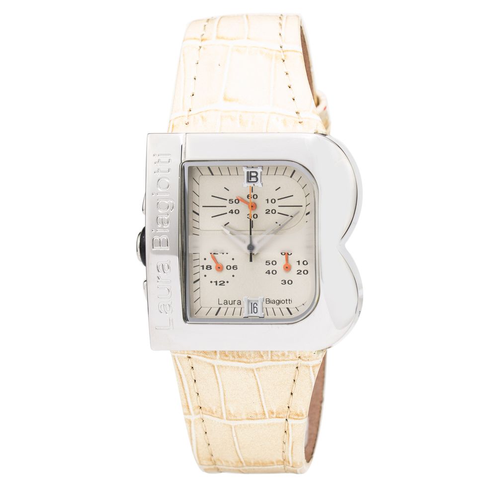 Laura Biagiotti Beige Lederarmbanduhr