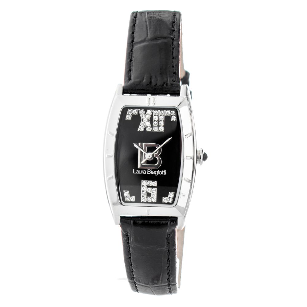 Laura Biagiotti Schwarze Lederarmbanduhr