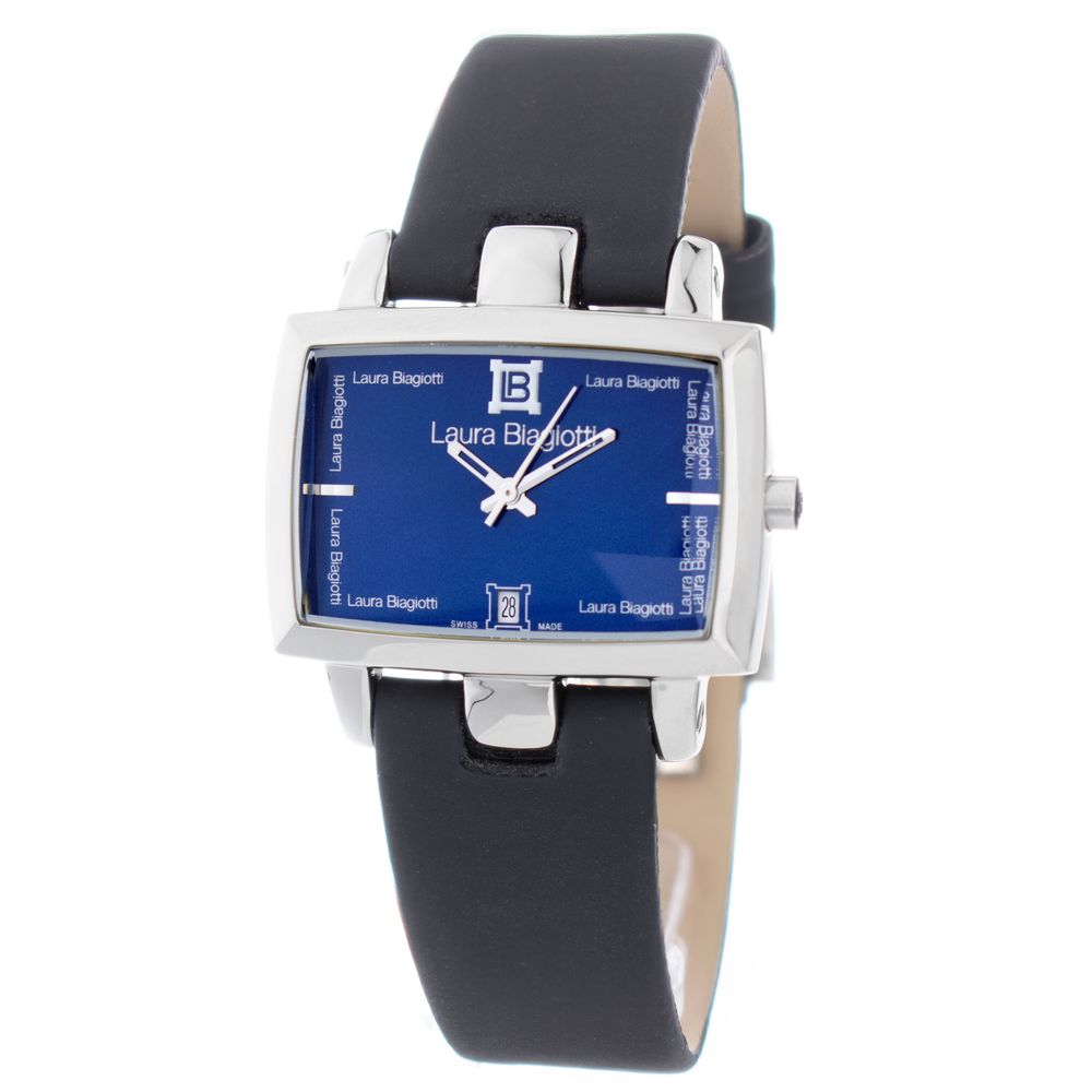 Laura Biagiotti Schwarze Lederarmbanduhr