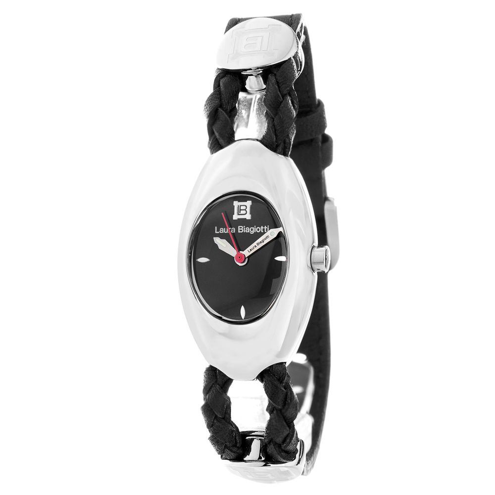 Laura Biagiotti Schwarze Lederarmbanduhr