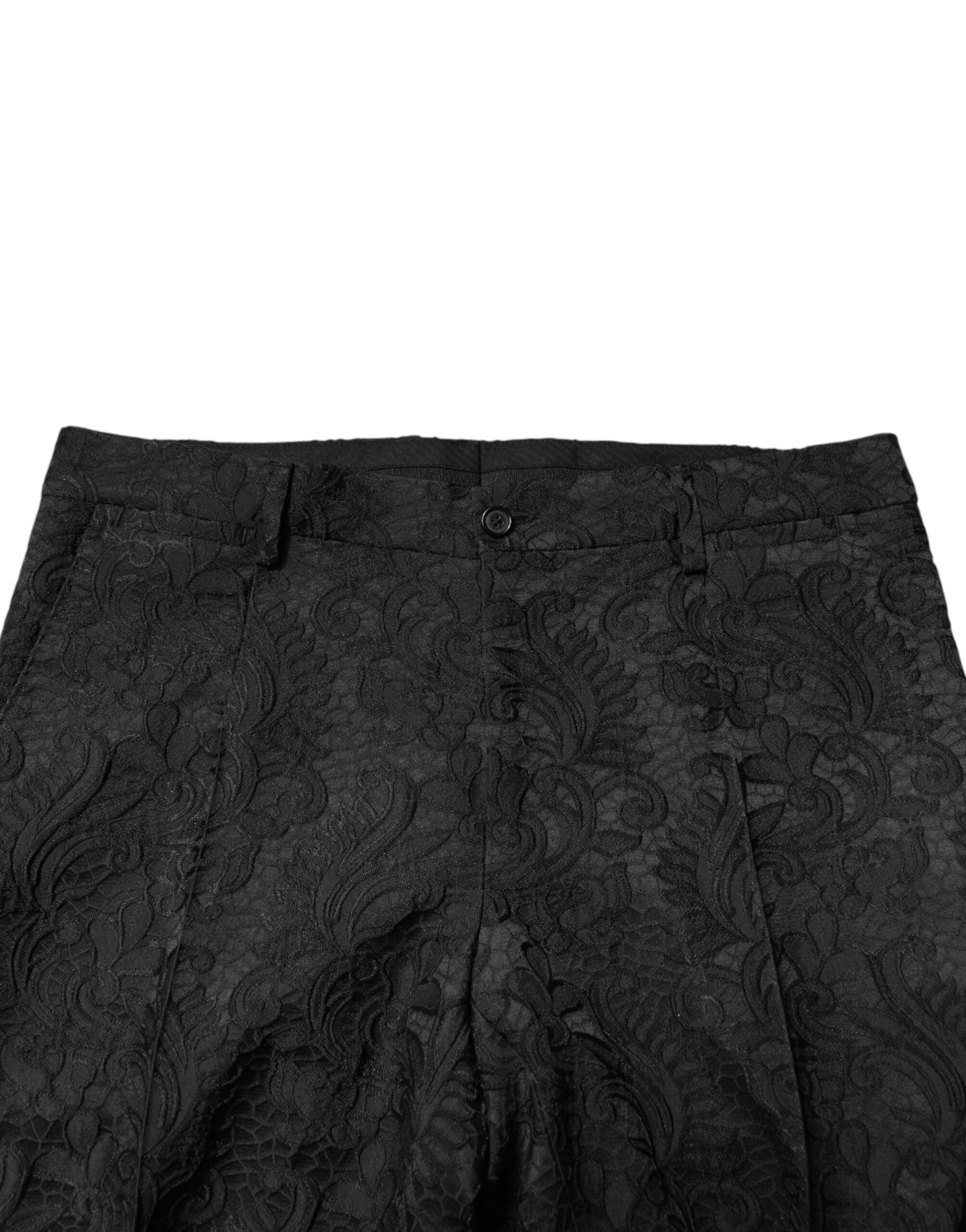 Dolce & Gabbana Schwarzer Brokat Einreihiger 2-Teiler Anzug