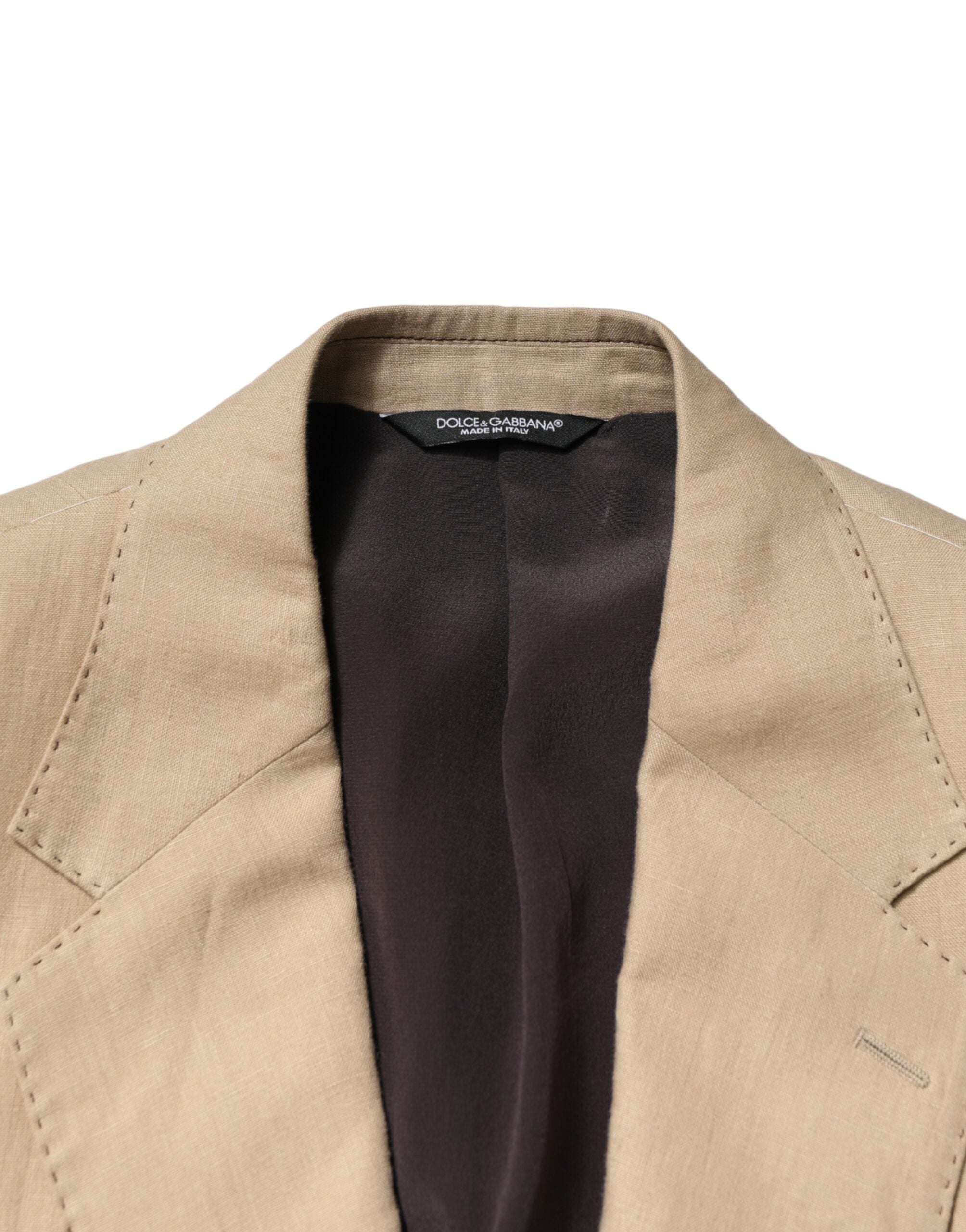Dolce & Gabbana Beige Leinen Einreihiger 2-Teiler Anzug