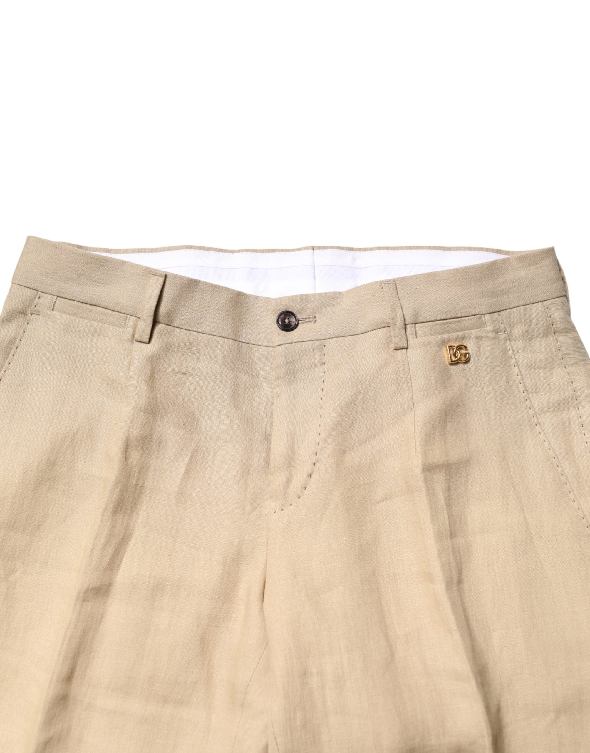 Dolce & Gabbana Beige Leinen Einreihiger 2-Teiler Anzug