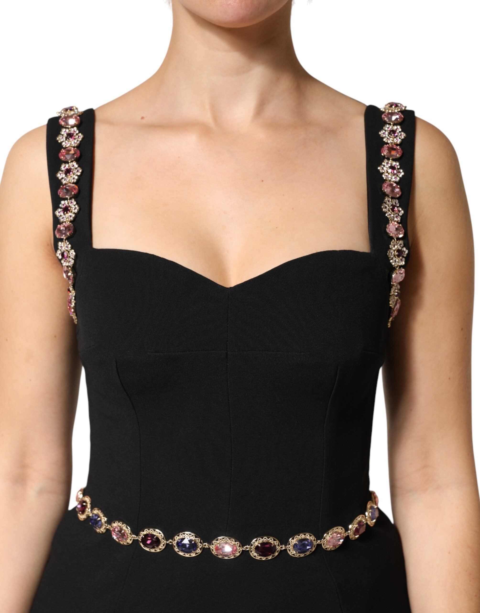 Dolce & Gabbana Schwarzes verziertes Etui-Meerjungfrauenkleid