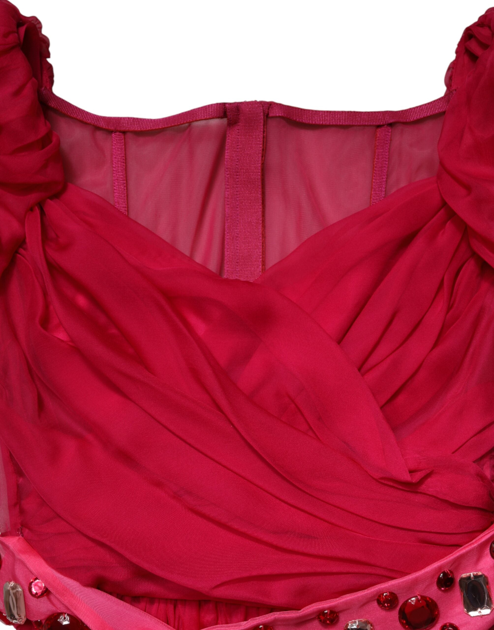 Dolce & Gabbana Rosa Seidenbesticktes A-Linien Midikleid