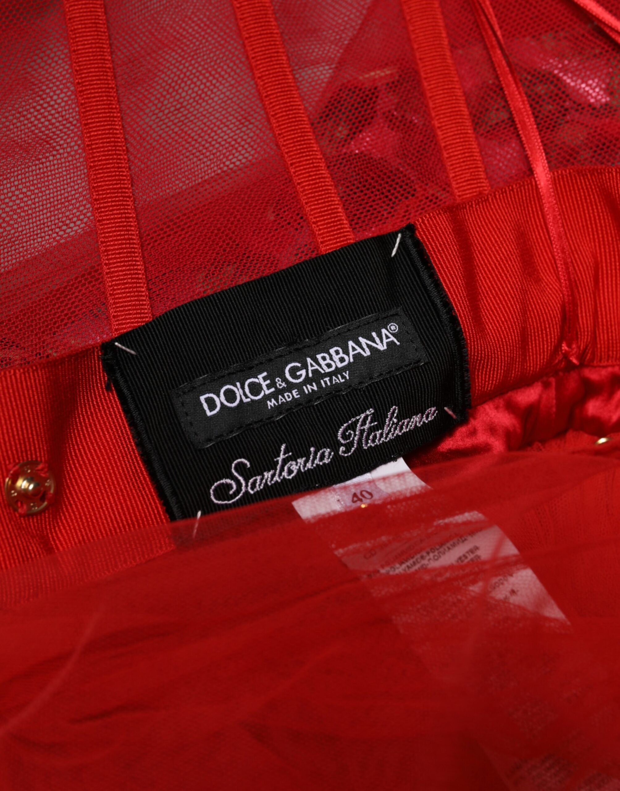 Dolce & Gabbana Rotes florales schulterfreies A-Linien-Abendkleid