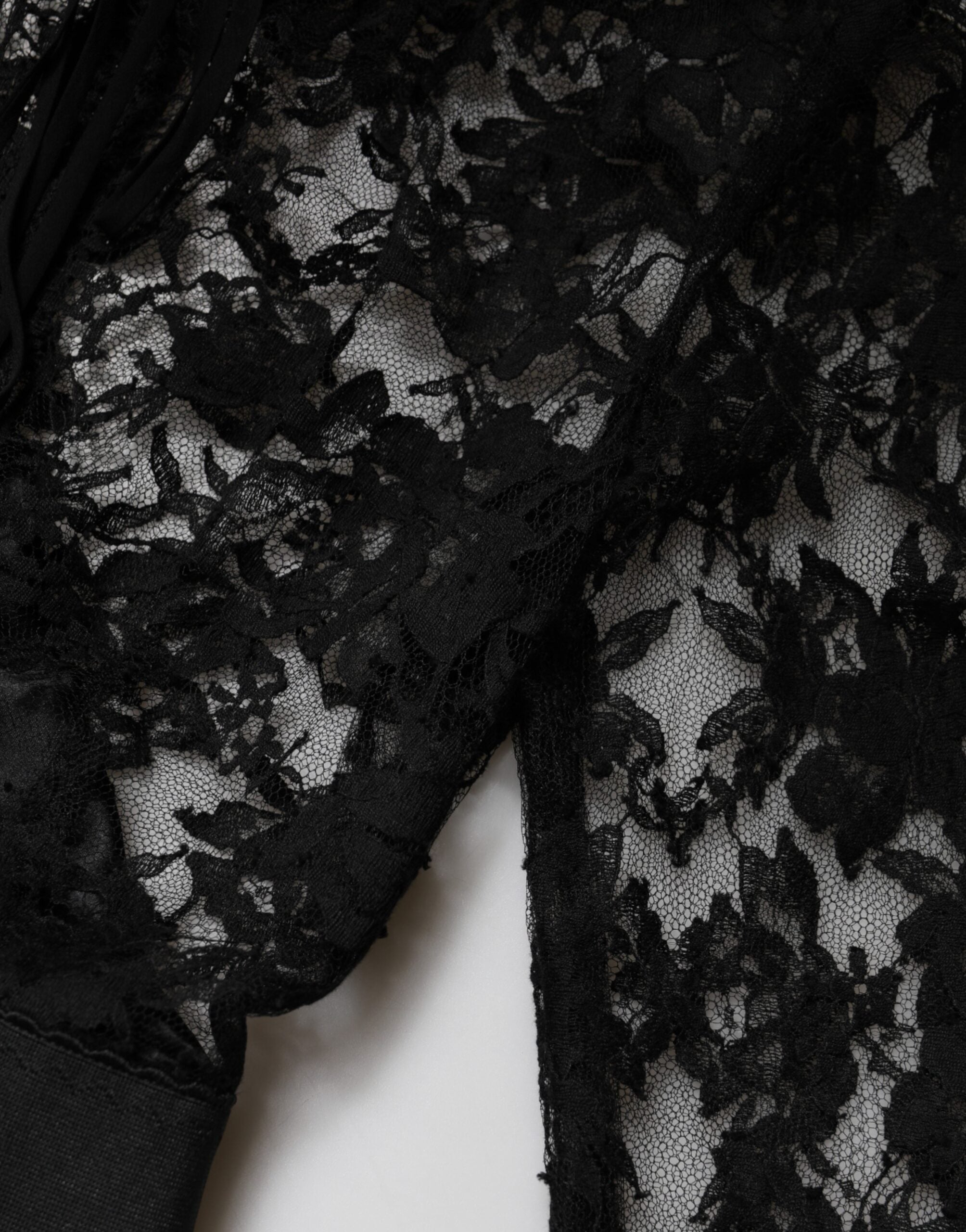 Dolce & Gabbana Schwarzes Etuikleid aus Baumwolle mit Spitzenbesatz