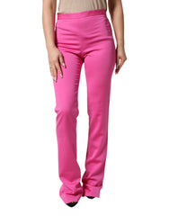 Versace Roze Viscose Hoge Taille Rechte Casual Broek