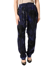 Christian Pellizzari Blauwe Taps Toelopende Broek met Pailletten