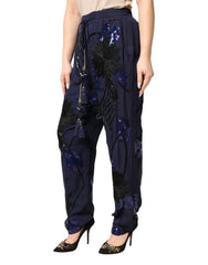 Christian Pellizzari Blauwe Taps Toelopende Broek met Pailletten