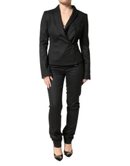 Exte Black Double-Breasted Pantalon Blazer Jasje 2-Delig Kostuum
