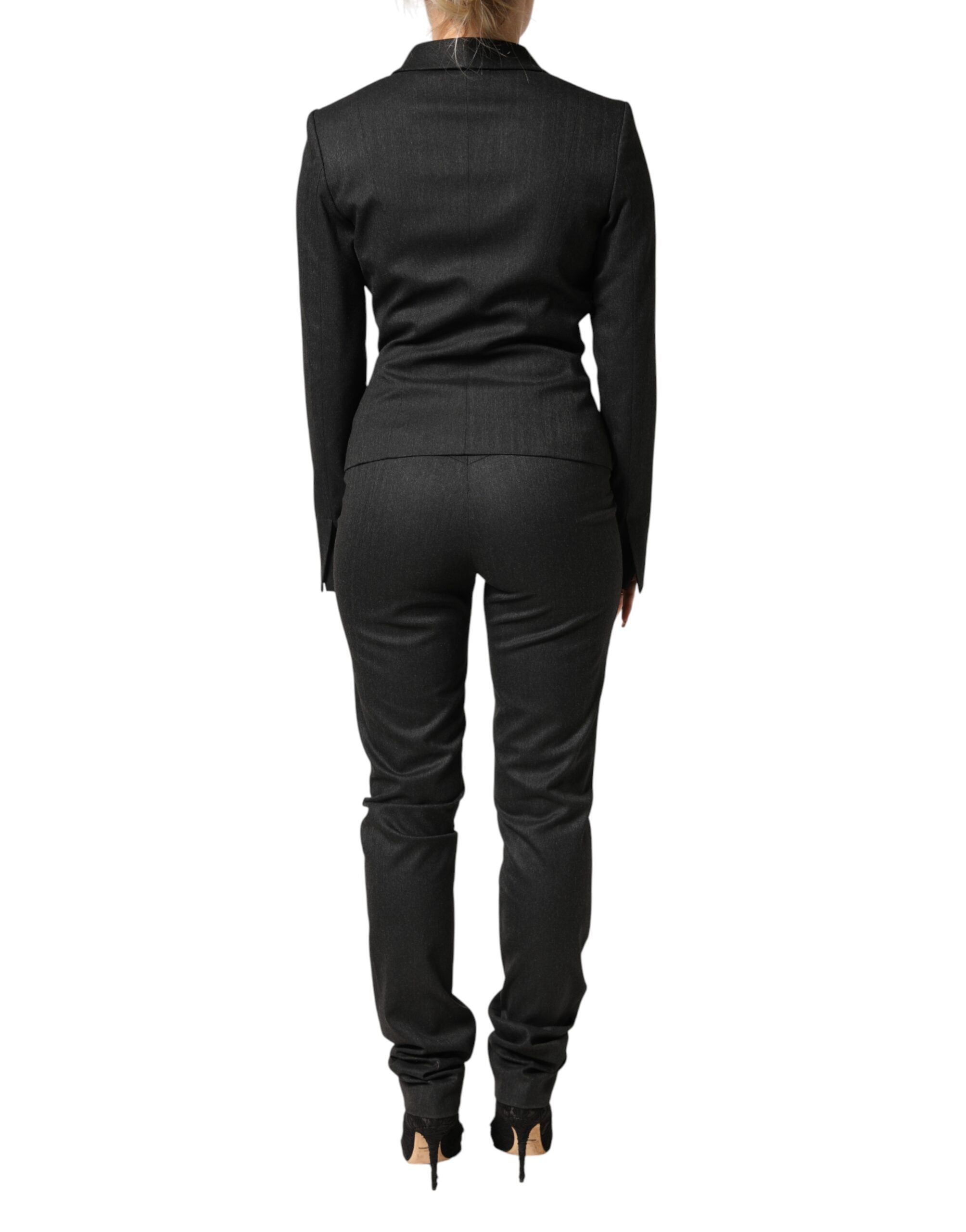 Exte Black Double-Breasted Pantalon Blazer Jasje 2-Delig Kostuum