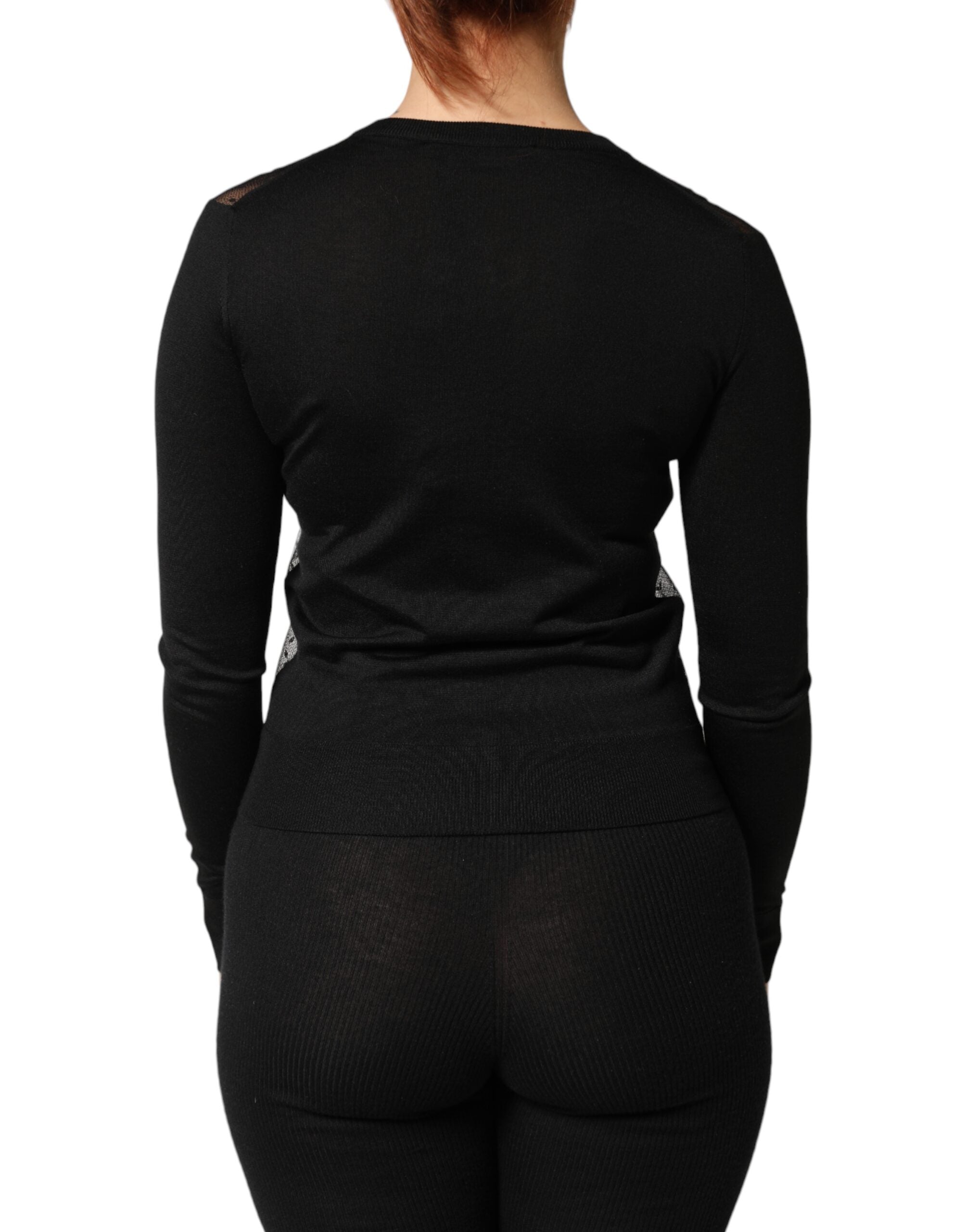 Dolce & Gabbana Schwarzer transparenter Strickcardigan mit Knopfleiste