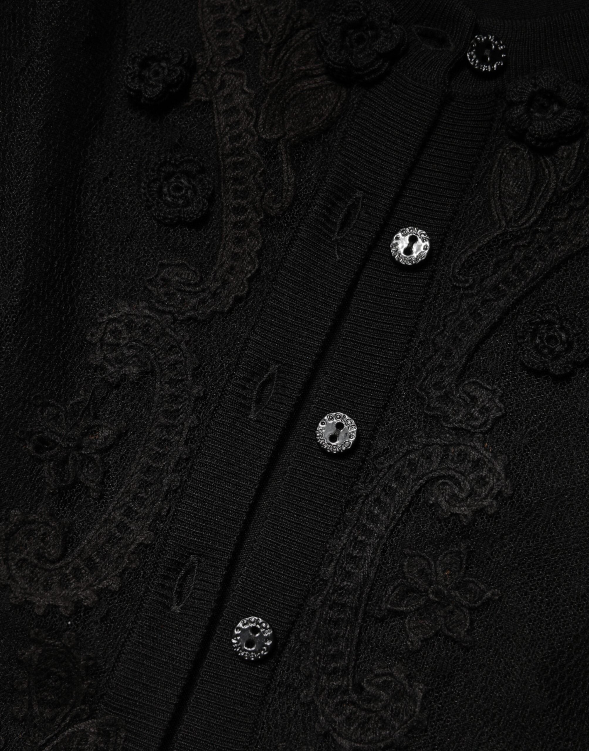 Dolce & Gabbana Schwarzer transparenter Strickcardigan mit Knopfleiste