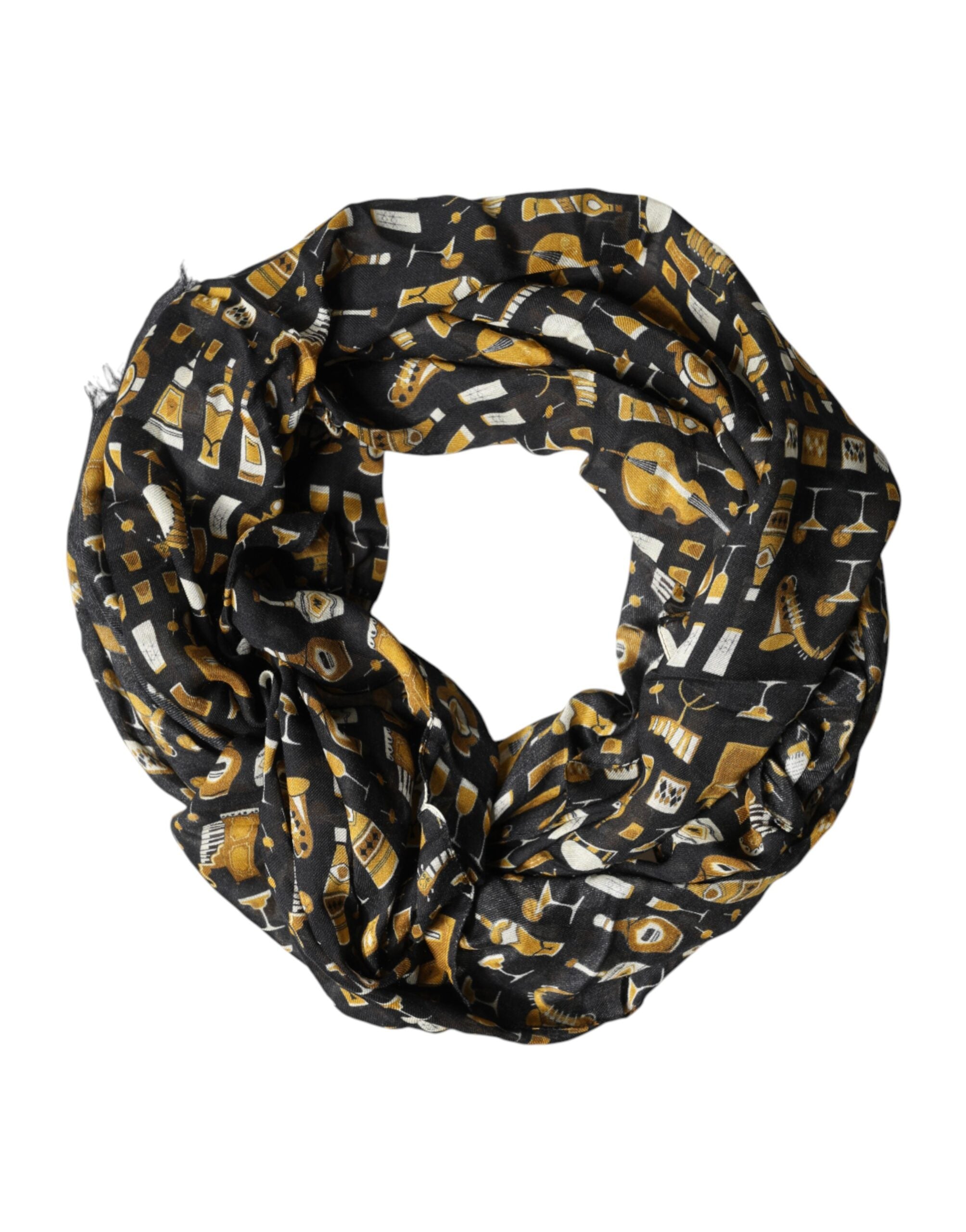Dolce & Gabbana Schwarzer Jazz Club Print Halstuch Schal