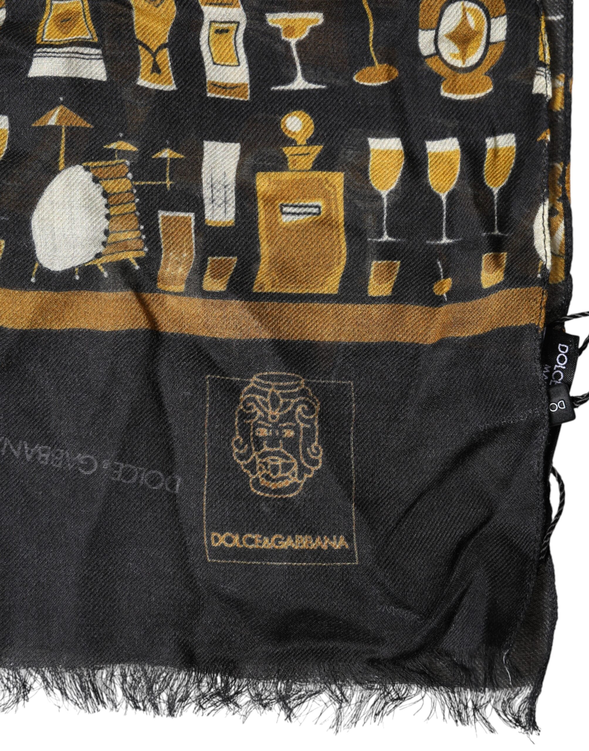 Dolce & Gabbana Schwarzer Jazz Club Print Halstuch Schal