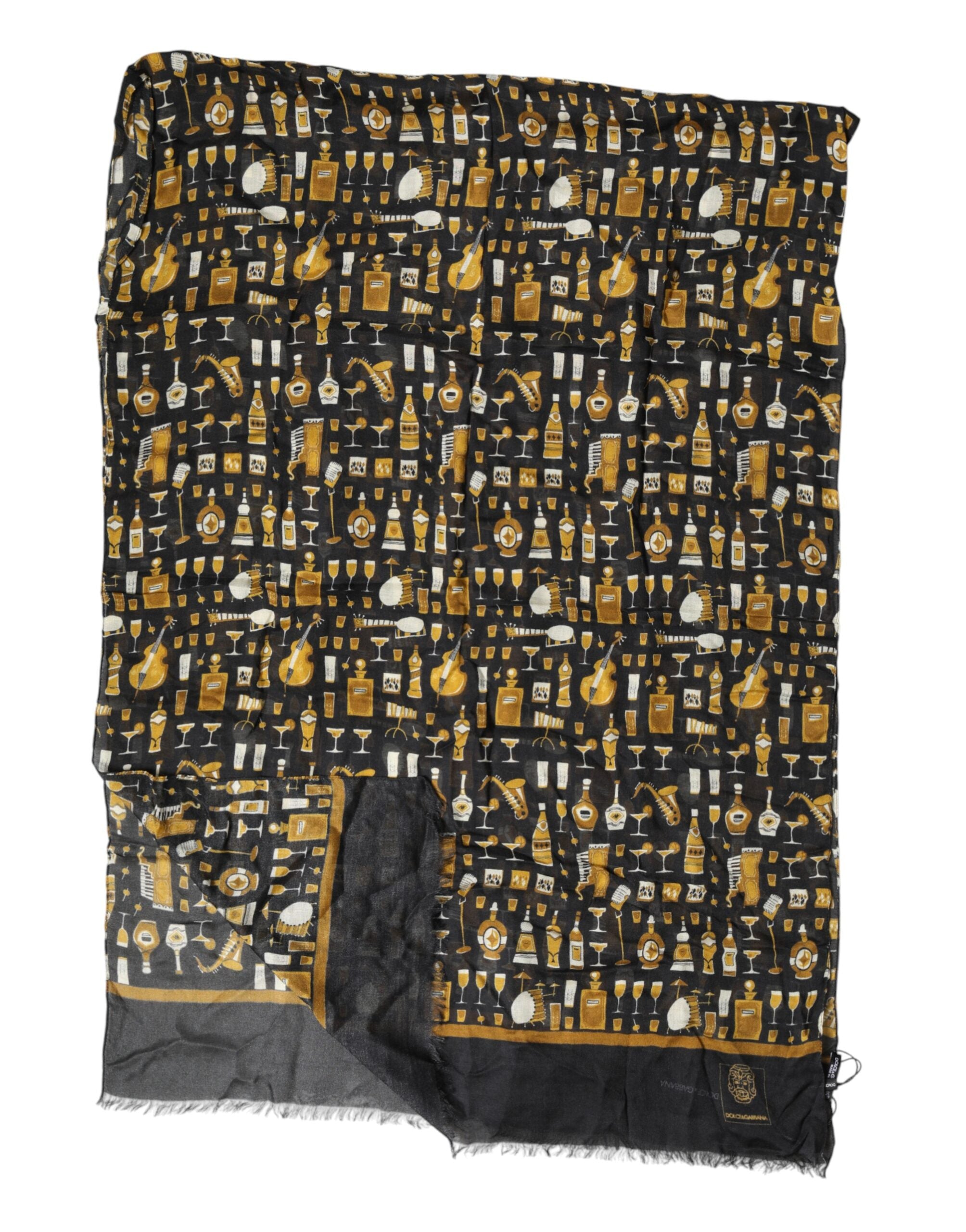 Dolce & Gabbana Schwarzer Jazz Club Print Halstuch Schal