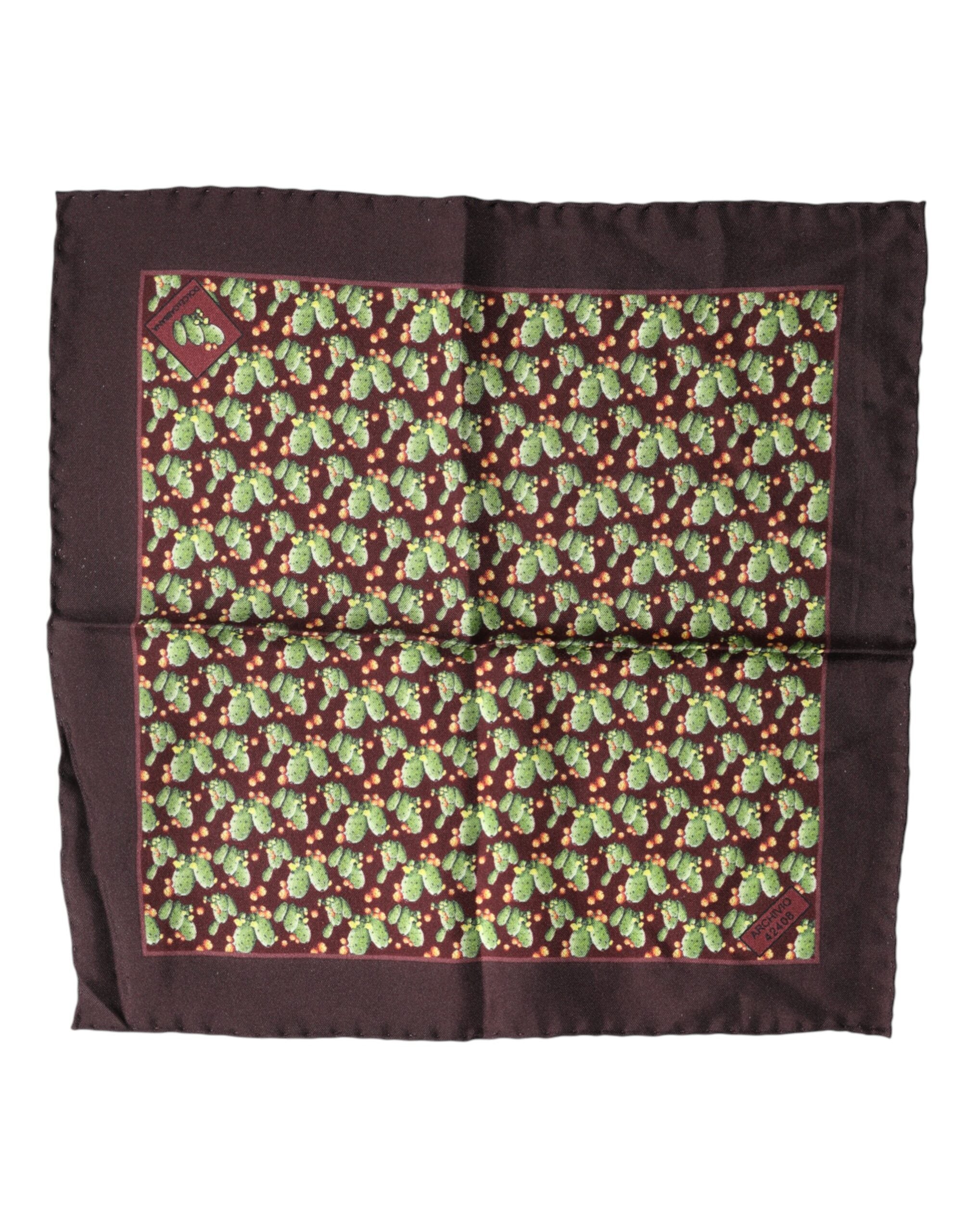 Dolce & Gabbana braunes quadratisches Taschentuch/Halstuch mit Kaktusdruck