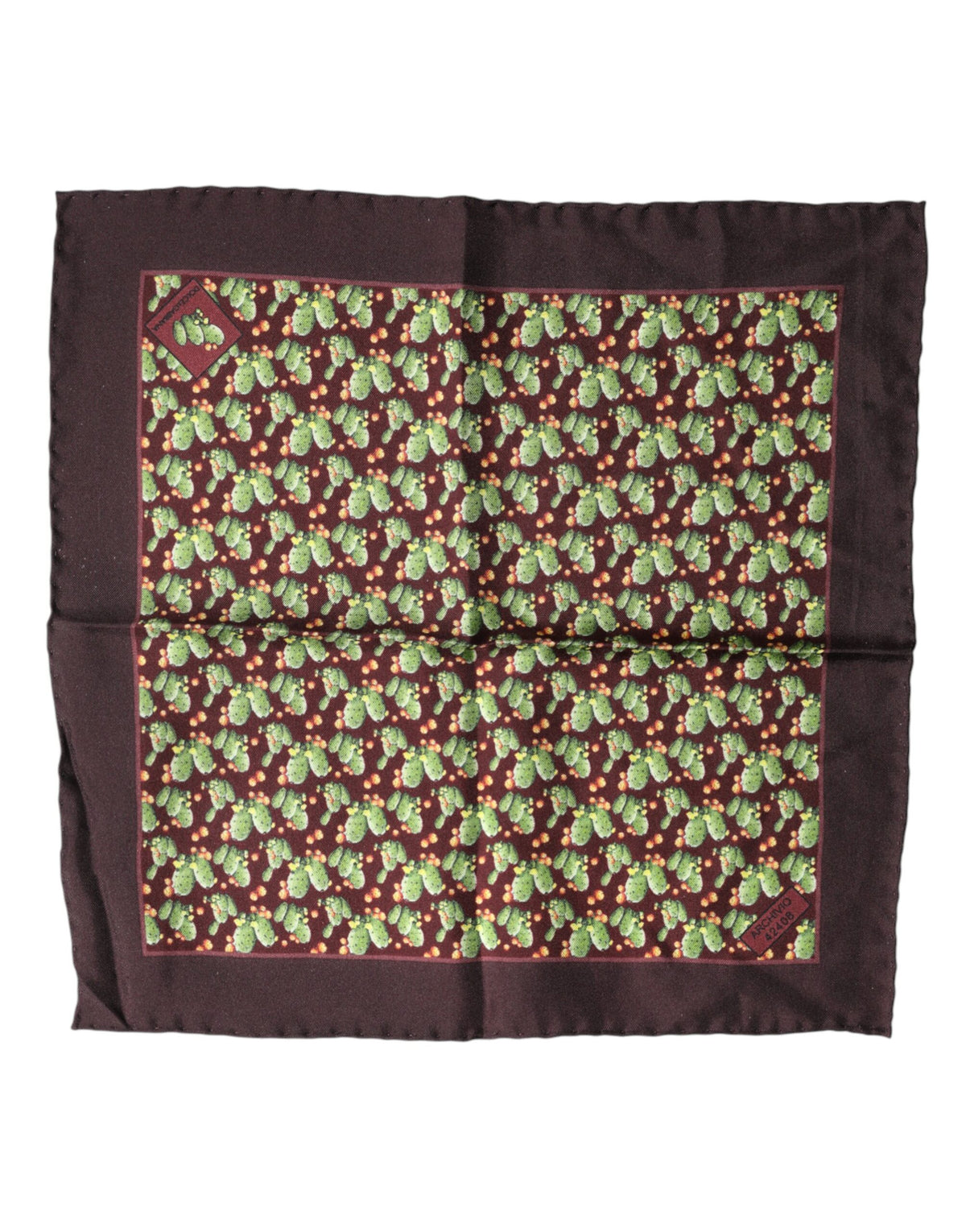 Dolce & Gabbana braunes quadratisches Taschentuch/Halstuch mit Kaktusdruck