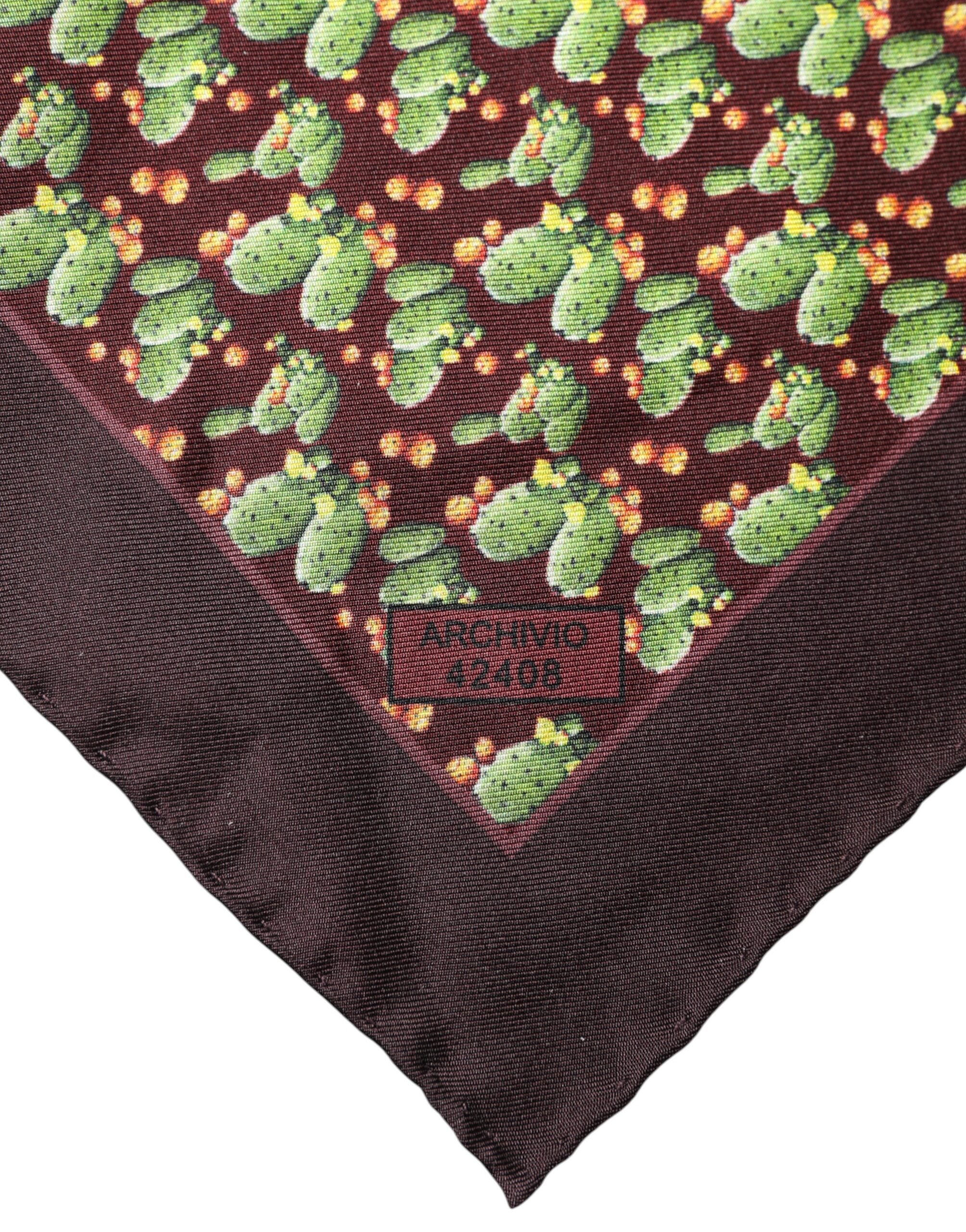 Dolce & Gabbana braunes quadratisches Taschentuch/Halstuch mit Kaktusdruck