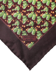 Dolce & Gabbana braunes quadratisches Taschentuch/Halstuch mit Kaktusdruck
