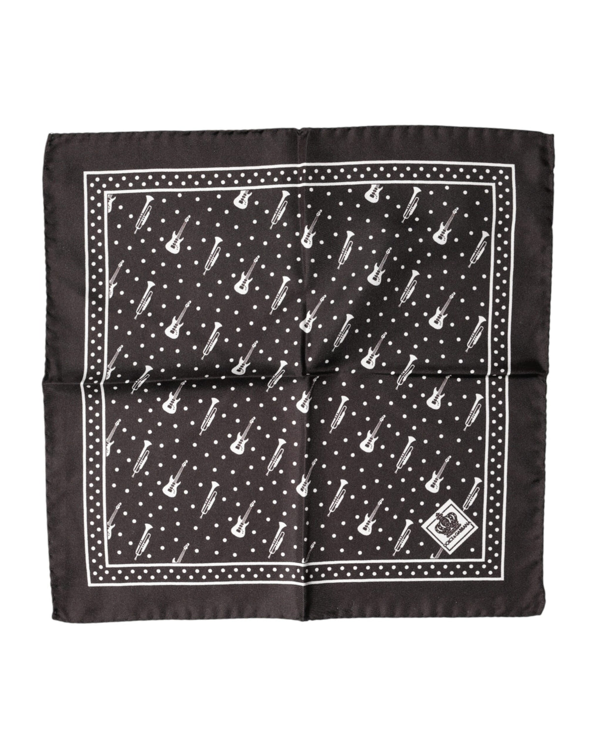 Dolce & Gabbana Schwarzes Gitarren-Trompeten-Herren-Halstuch