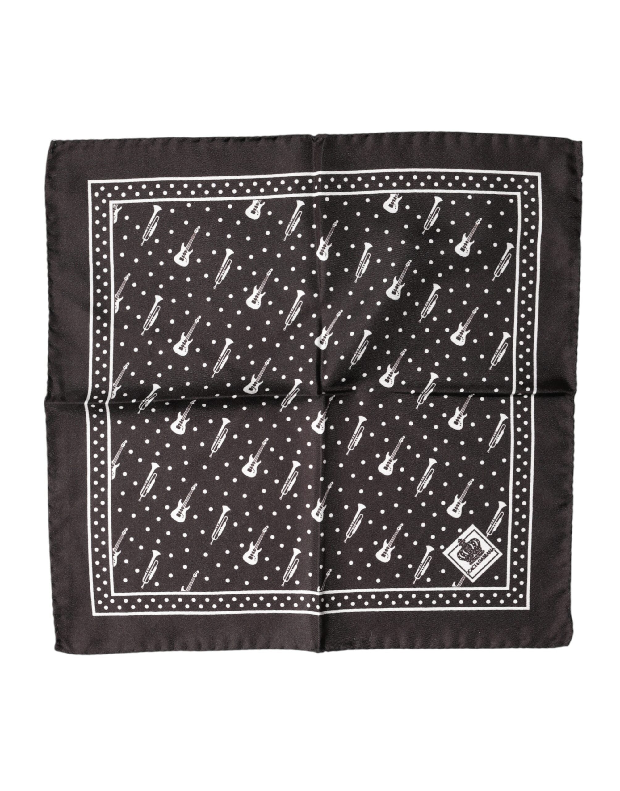 Dolce & Gabbana Schwarzes Gitarren-Trompeten-Herren-Halstuch