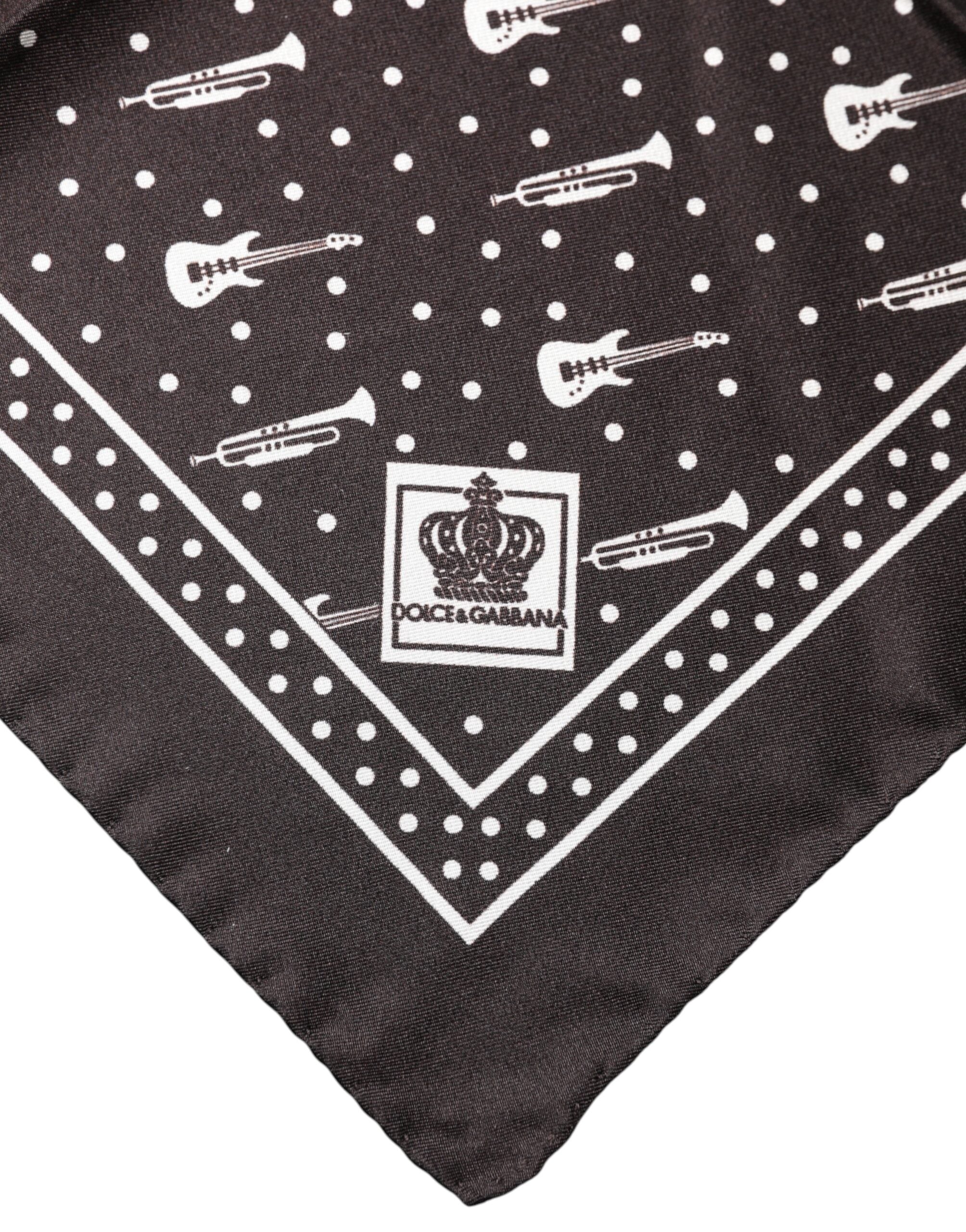 Dolce & Gabbana Schwarzes Gitarren-Trompeten-Herren-Halstuch