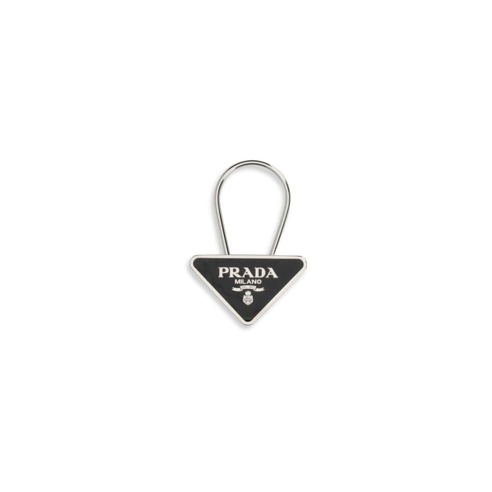 Prada zwarte roestvrijstalen sleutelhanger