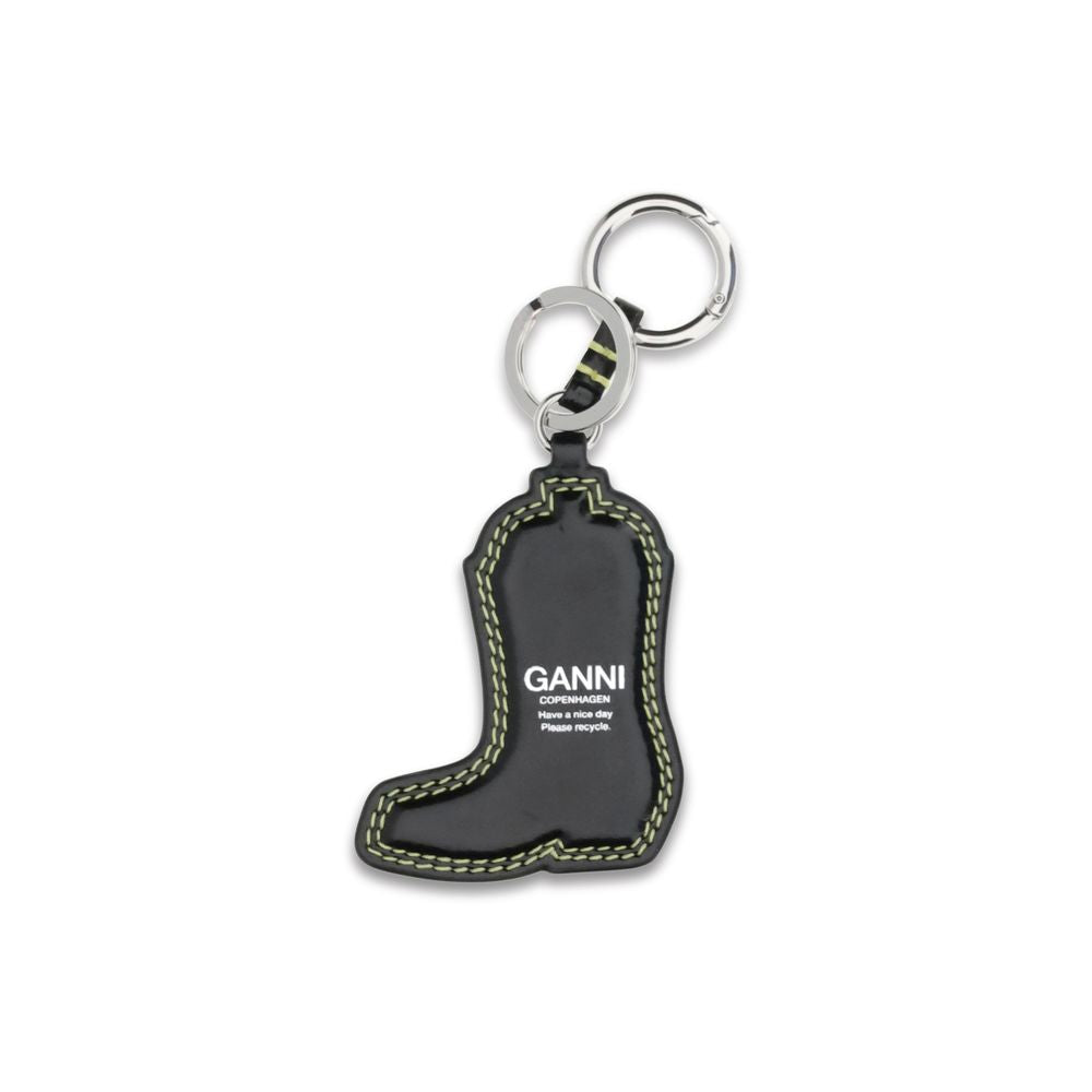 Ganni Zwarte Sleutelhanger van Gerecycled Leer