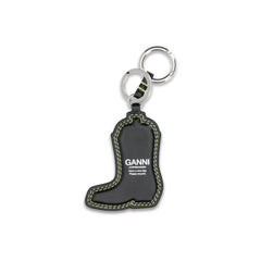 Ganni Zwarte Sleutelhanger van Gerecycled Leer