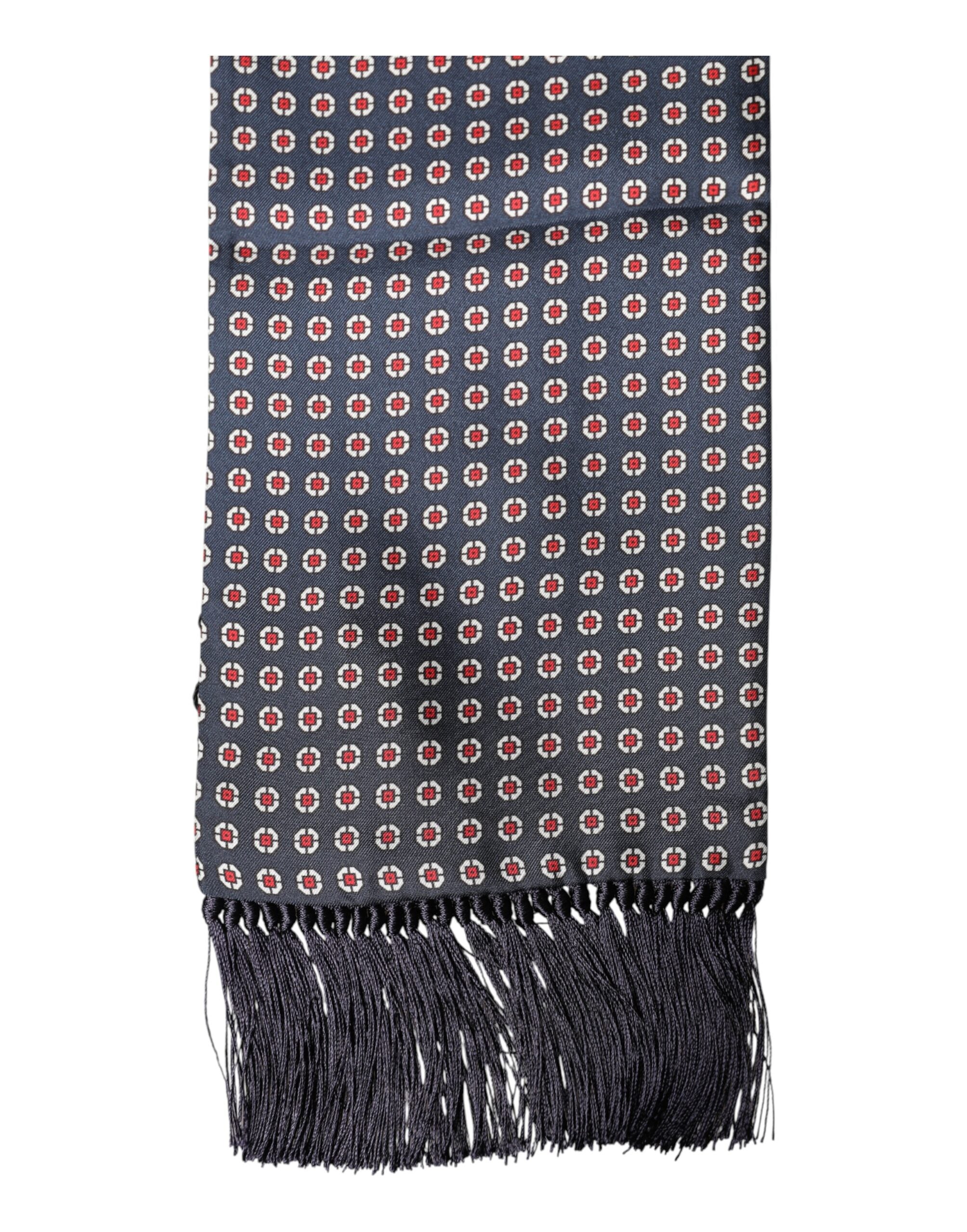 Dolce & Gabbana Schwarzer gemusterter Foulard-Schal mit Fransen