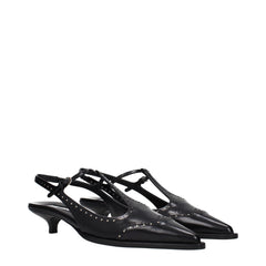 Miu Miu Zwarte Leren Pumps Met Middelhoge Hak