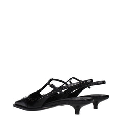 Miu Miu Zwarte Leren Pumps Met Middelhoge Hak