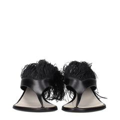 Lanvin Zwarte Leren Teenslippers