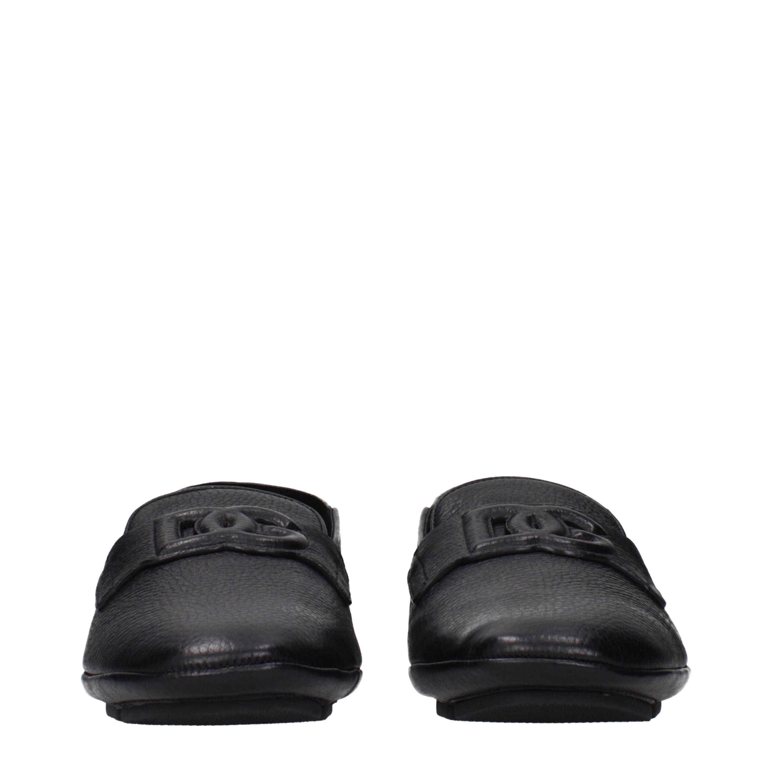 Dolce & Gabbana Zwarte Leren Instapschoenen